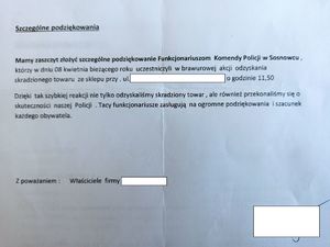 Podziękowania dla sosnowieckich policjantów za szybkie odzyskanie