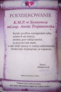 dary dla potrzebujących i podziękowania