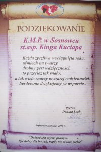 dary dla potrzebujących i podziękowania