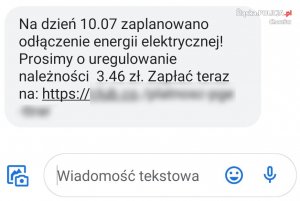 Dostałeś SMS z prośbą o dopłatę za prąd? Uważaj to może być oszustwo