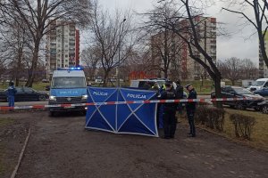 policjanci pracujący na miejscu zdarzenia