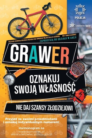 Zdjęcie przedstawia plakat promujący akcję Grawer.