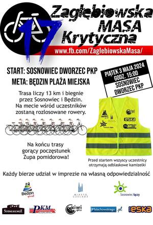 Zdjęcie przedstawia plakat promujący Zagłębiowską Masę Krytyczną.