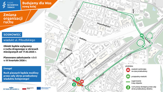 Zdjęcie przedstawia mapę utrudnień oraz sugerowanych tras objazów.