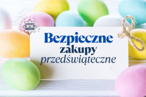 Zdjęcie przedstawia napis &quot;Bezpieczne zakupy przedświąteczne&quot;.