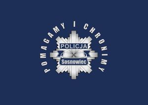 Zdjęcie przedstawia logo &quot;Pomagamy i chronimy Policja Sosnowiec&quot;.